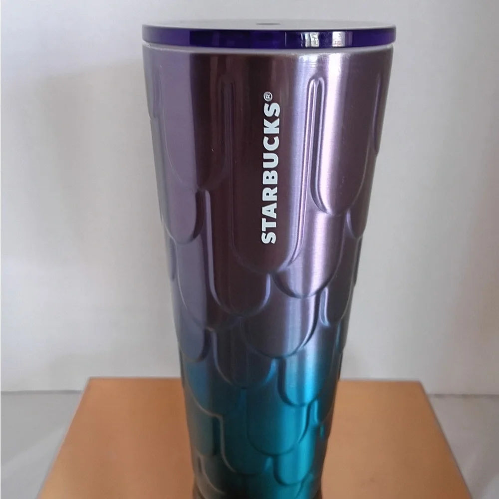 Starbucks Metallic Gradient Tumbler 24oz Purple Blue Green Insulated Travel Cup